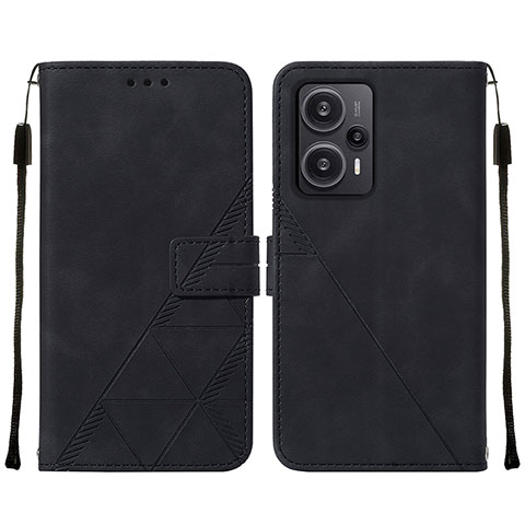 Coque Portefeuille Livre Cuir Etui Clapet YB2 pour Xiaomi Redmi Note 12 Turbo 5G Noir