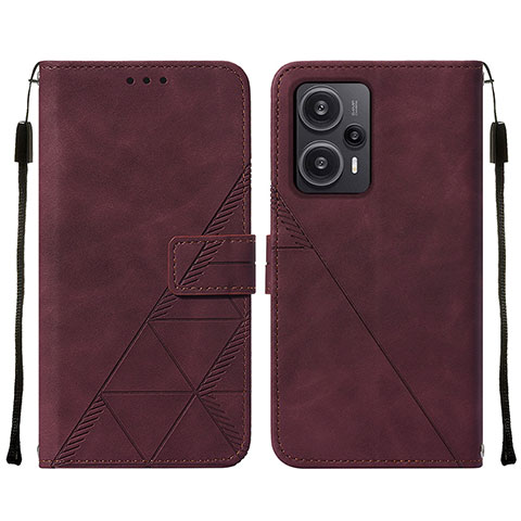 Coque Portefeuille Livre Cuir Etui Clapet YB2 pour Xiaomi Redmi Note 12 Turbo 5G Rouge