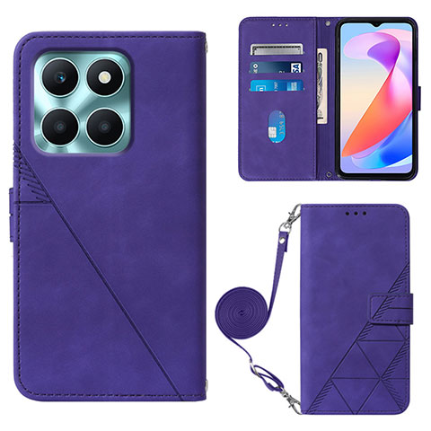 Coque Portefeuille Livre Cuir Etui Clapet YB3 pour Huawei Honor X6a Violet