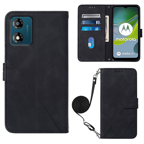 Coque Portefeuille Livre Cuir Etui Clapet YB3 pour Motorola Moto E13 Noir