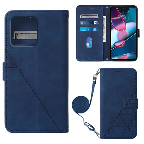 Coque Portefeuille Livre Cuir Etui Clapet YB3 pour Motorola Moto Edge 40 Pro 5G Bleu