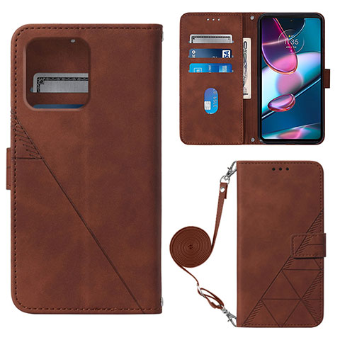 Coque Portefeuille Livre Cuir Etui Clapet YB3 pour Motorola Moto Edge 40 Pro 5G Marron