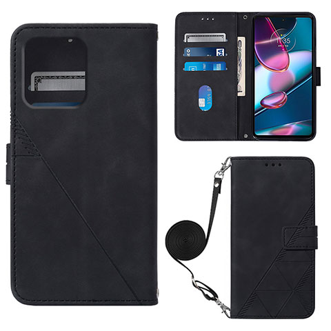 Coque Portefeuille Livre Cuir Etui Clapet YB3 pour Motorola Moto Edge 40 Pro 5G Noir