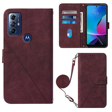 Coque Portefeuille Livre Cuir Etui Clapet YB3 pour Motorola Moto G Power (2022) Rouge