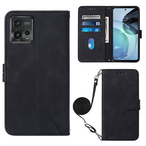 Coque Portefeuille Livre Cuir Etui Clapet YB3 pour Motorola Moto G72 Noir