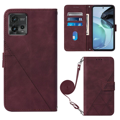 Coque Portefeuille Livre Cuir Etui Clapet YB3 pour Motorola Moto G72 Rouge