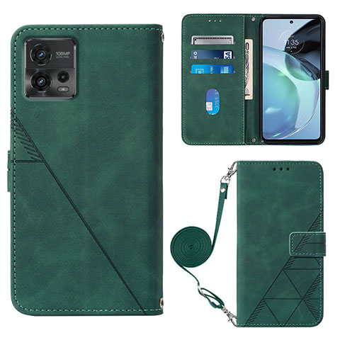 Coque Portefeuille Livre Cuir Etui Clapet YB3 pour Motorola Moto G72 Vert