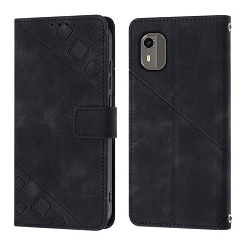 Coque Portefeuille Livre Cuir Etui Clapet YB3 pour Nokia C12 Plus Noir