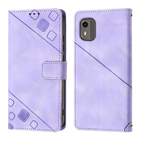 Coque Portefeuille Livre Cuir Etui Clapet YB3 pour Nokia C12 Plus Violet