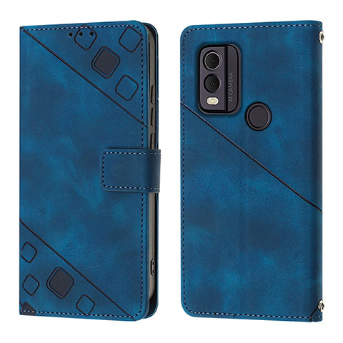 Coque Portefeuille Livre Cuir Etui Clapet YB3 pour Nokia C22 Bleu