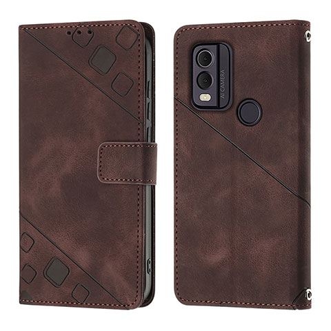 Coque Portefeuille Livre Cuir Etui Clapet YB3 pour Nokia C22 Marron