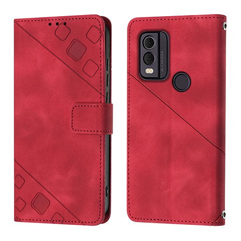 Coque Portefeuille Livre Cuir Etui Clapet YB3 pour Nokia C22 Rouge