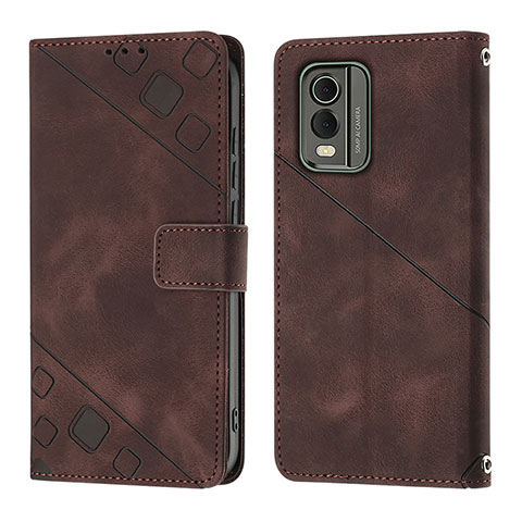 Coque Portefeuille Livre Cuir Etui Clapet YB3 pour Nokia C32 Marron