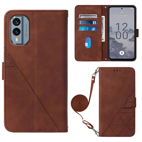 Coque Portefeuille Livre Cuir Etui Clapet YB3 pour Nokia X30 5G Marron