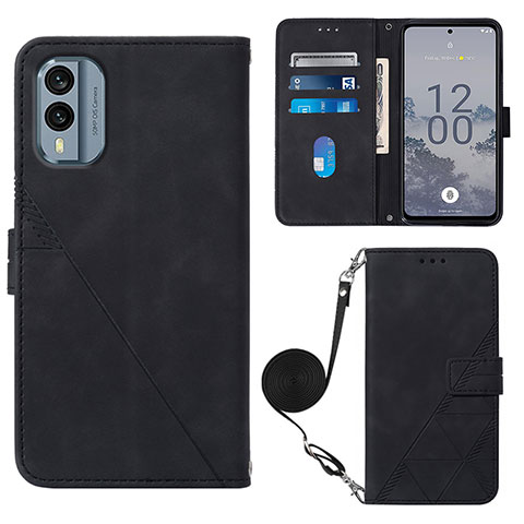 Coque Portefeuille Livre Cuir Etui Clapet YB3 pour Nokia X30 5G Noir