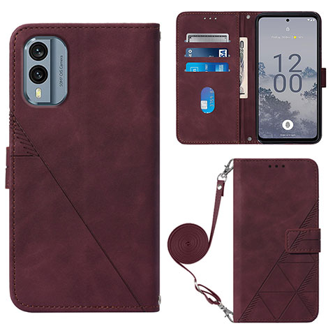 Coque Portefeuille Livre Cuir Etui Clapet YB3 pour Nokia X30 5G Rouge