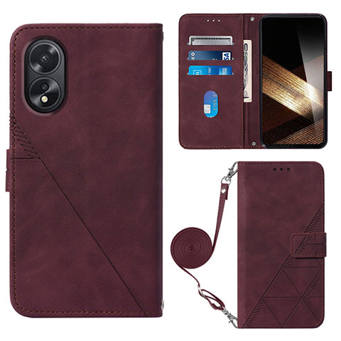 Coque Portefeuille Livre Cuir Etui Clapet YB3 pour Oppo A18 Rouge