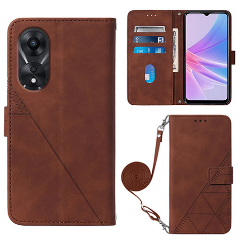 Coque Portefeuille Livre Cuir Etui Clapet YB3 pour Oppo A58 5G Marron