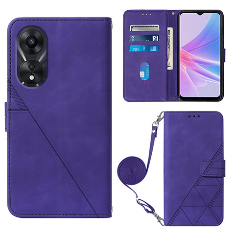 Coque Portefeuille Livre Cuir Etui Clapet YB3 pour Oppo A78 5G Violet