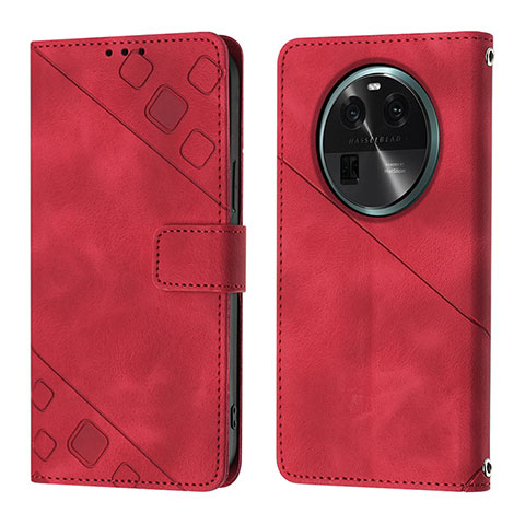 Coque Portefeuille Livre Cuir Etui Clapet YB3 pour Oppo Find X6 5G Rouge