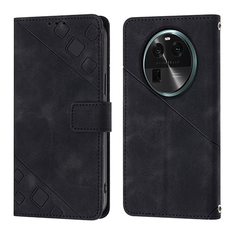 Coque Portefeuille Livre Cuir Etui Clapet YB3 pour Oppo Find X6 Pro 5G Noir