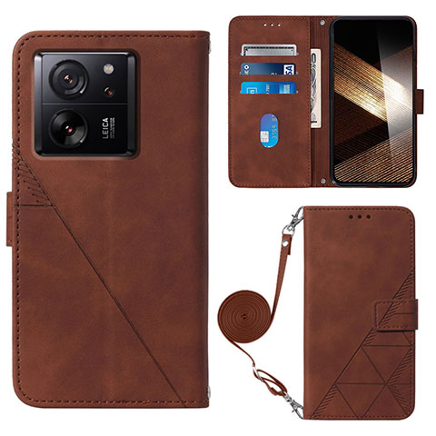 Coque Portefeuille Livre Cuir Etui Clapet YB3 pour Xiaomi Mi 13T 5G Marron