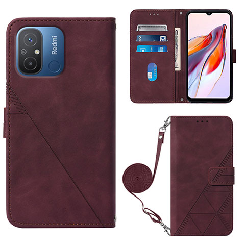 Coque Portefeuille Livre Cuir Etui Clapet YB3 pour Xiaomi Poco C55 Rouge