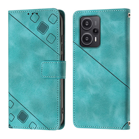 Coque Portefeuille Livre Cuir Etui Clapet YB3 pour Xiaomi Poco F5 5G Vert