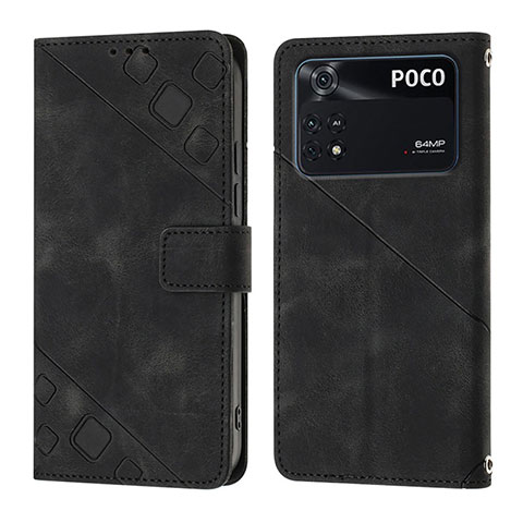 Coque Portefeuille Livre Cuir Etui Clapet YB3 pour Xiaomi Poco M4 Pro 4G Noir