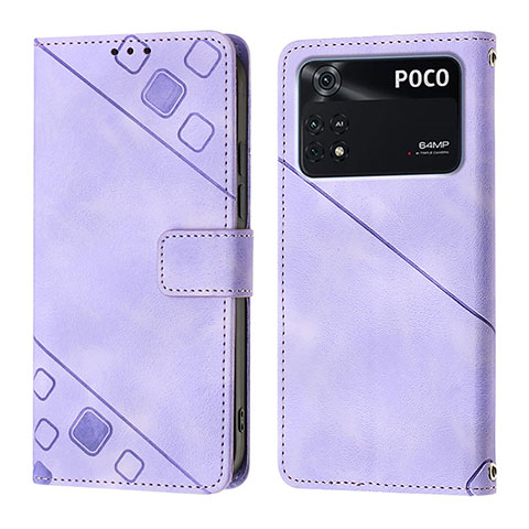 Coque Portefeuille Livre Cuir Etui Clapet YB3 pour Xiaomi Poco M4 Pro 4G Violet