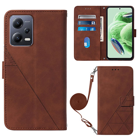 Coque Portefeuille Livre Cuir Etui Clapet YB3 pour Xiaomi Poco X5 5G Marron