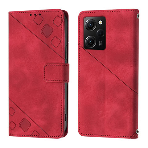 Coque Portefeuille Livre Cuir Etui Clapet YB3 pour Xiaomi Poco X5 Pro 5G Rouge