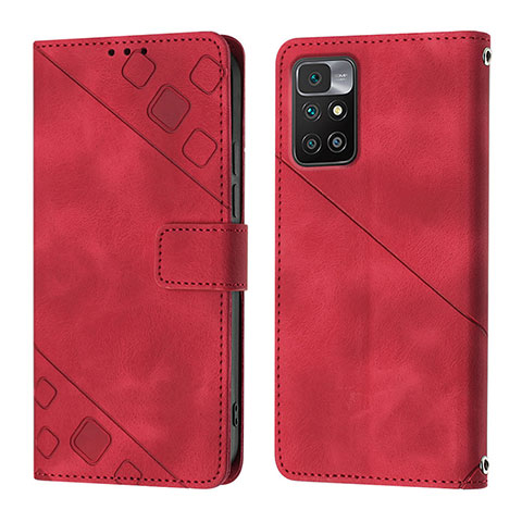Coque Portefeuille Livre Cuir Etui Clapet YB3 pour Xiaomi Redmi 10 Prime Rouge