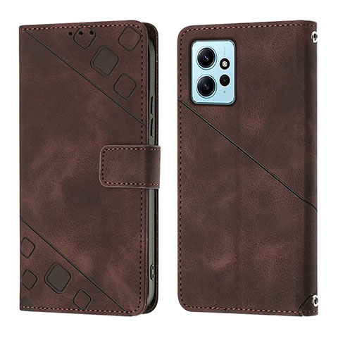 Coque Portefeuille Livre Cuir Etui Clapet YB3 pour Xiaomi Redmi Note 12 4G Marron