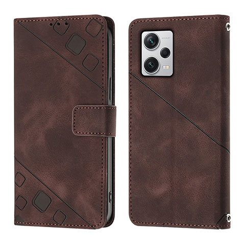 Coque Portefeuille Livre Cuir Etui Clapet YB3 pour Xiaomi Redmi Note 12 Pro+ Plus 5G Marron