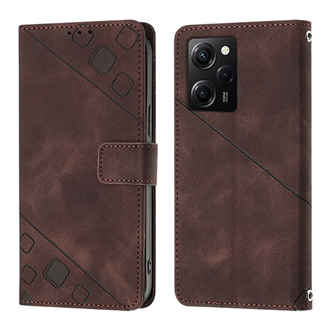 Coque Portefeuille Livre Cuir Etui Clapet YB3 pour Xiaomi Redmi Note 12 Pro Speed 5G Marron