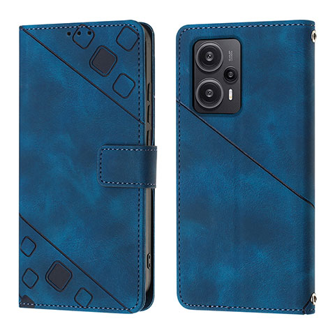 Coque Portefeuille Livre Cuir Etui Clapet YB3 pour Xiaomi Redmi Note 12 Turbo 5G Bleu