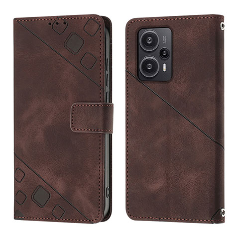 Coque Portefeuille Livre Cuir Etui Clapet YB3 pour Xiaomi Redmi Note 12 Turbo 5G Marron