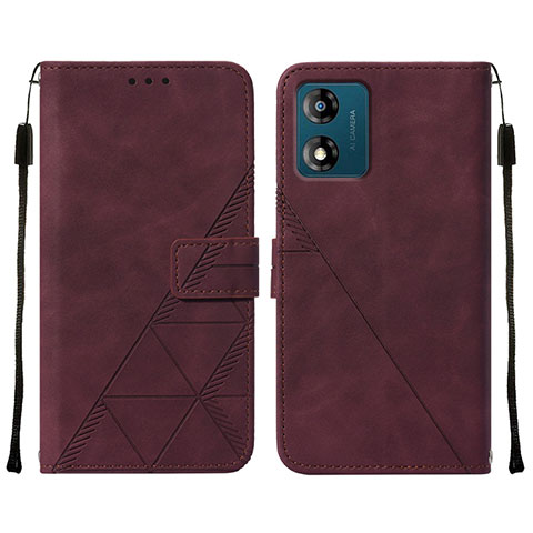 Coque Portefeuille Livre Cuir Etui Clapet YB4 pour Motorola Moto E13 Rouge