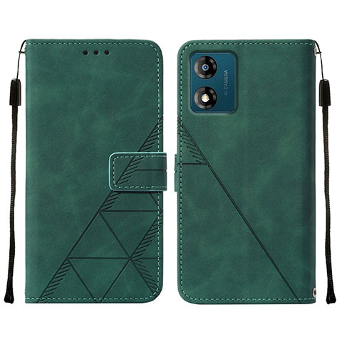 Coque Portefeuille Livre Cuir Etui Clapet YB4 pour Motorola Moto E13 Vert