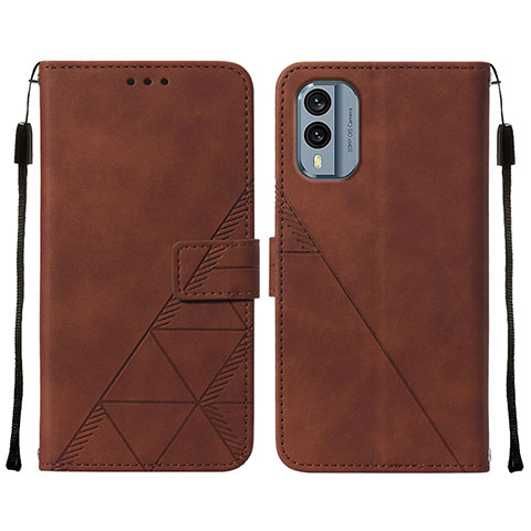 Coque Portefeuille Livre Cuir Etui Clapet YB4 pour Nokia X30 5G Marron