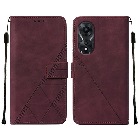 Coque Portefeuille Livre Cuir Etui Clapet YB4 pour Oppo A58 5G Rouge