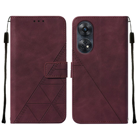 Coque Portefeuille Livre Cuir Etui Clapet YB4 pour Oppo Reno8 T 4G Rouge