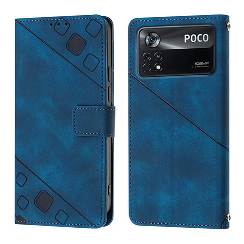 Coque Portefeuille Livre Cuir Etui Clapet YB4 pour Xiaomi Poco X4 Pro 5G Bleu