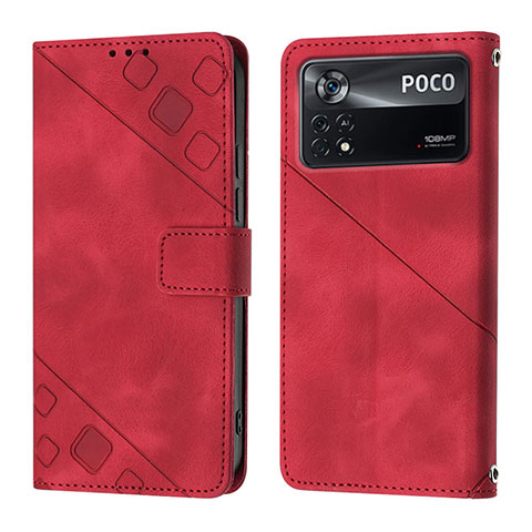 Coque Portefeuille Livre Cuir Etui Clapet YB4 pour Xiaomi Poco X4 Pro 5G Rouge
