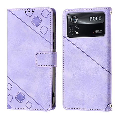 Coque Portefeuille Livre Cuir Etui Clapet YB4 pour Xiaomi Poco X4 Pro 5G Violet