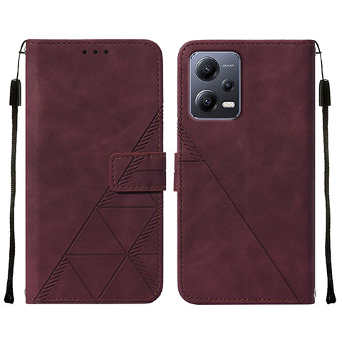 Coque Portefeuille Livre Cuir Etui Clapet YB4 pour Xiaomi Redmi Note 12 5G Rouge