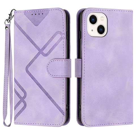 Coque Portefeuille Livre Cuir Etui Clapet YX1 pour Apple iPhone 14 Plus Violet Clair