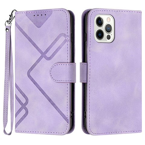 Coque Portefeuille Livre Cuir Etui Clapet YX1 pour Apple iPhone 14 Pro Violet Clair