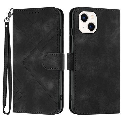 Coque Portefeuille Livre Cuir Etui Clapet YX1 pour Apple iPhone 15 Noir